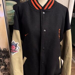 Nike Leather Jacket San Francisco Giants Size L Retro Vintage Leather Jacket